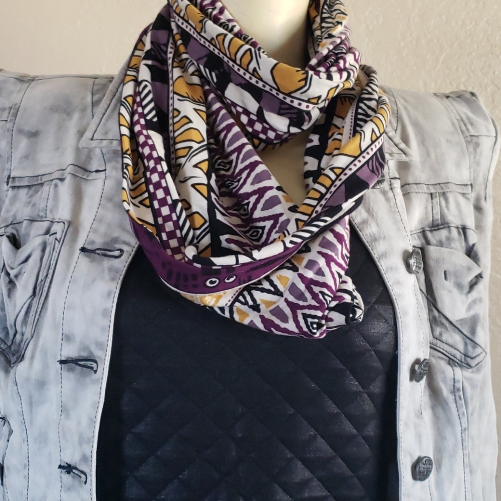 Sale African print infinity scarf purple